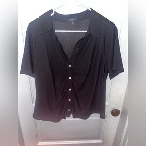 Ruched Button Down Collared Top